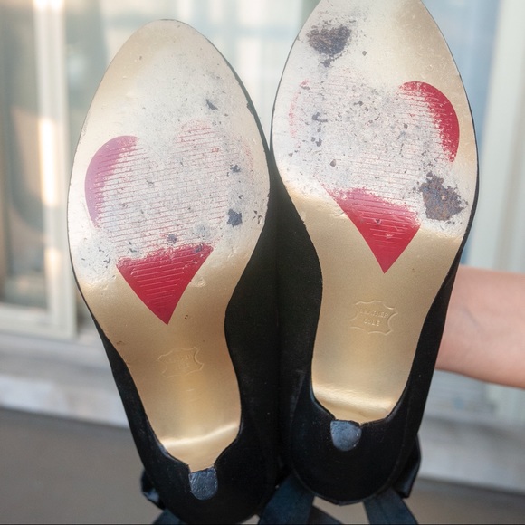 Luichiny Black Satin Peep Toe Heels - size 8 - Picture 7 of 8